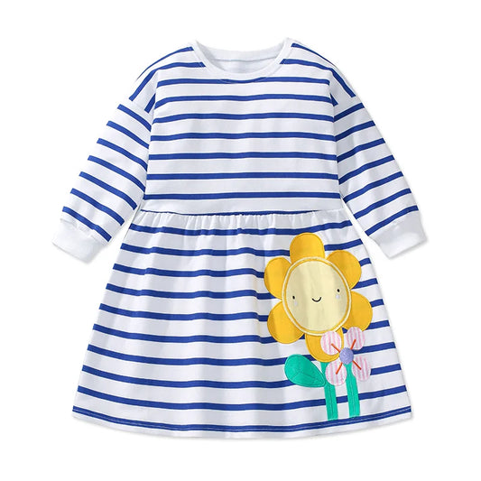 Girls Long Sleeve Stripey Sunshine Dress