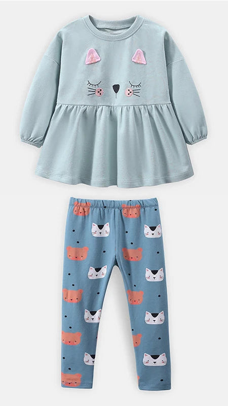 Girls LS Tee & Leggings Set - Kitty