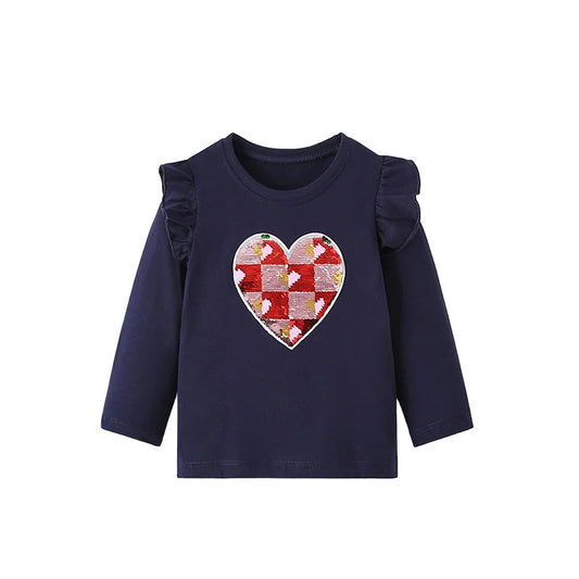 Girls Long Sleeve Heart T Shirt