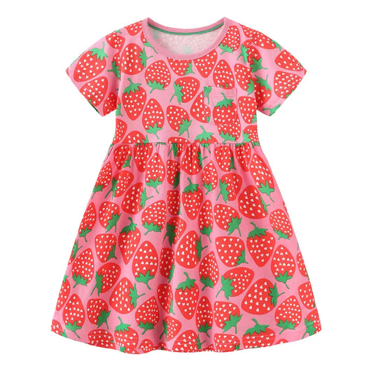 Girls' Short Sleeve Strawberry Dress