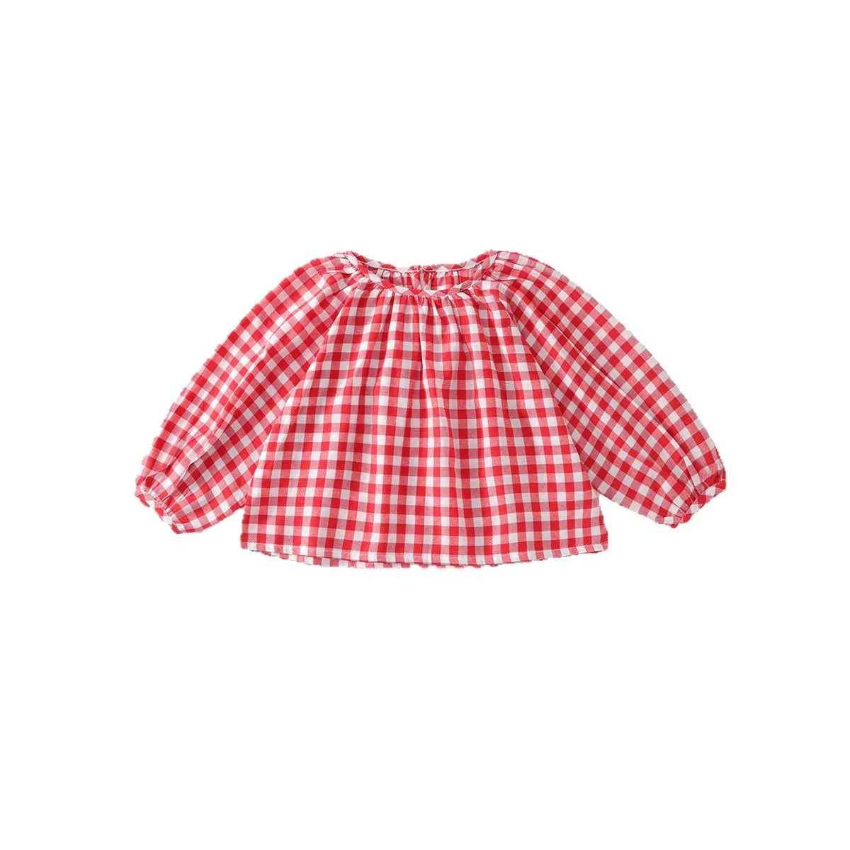Girls Denim Skirt set with Red gingham shirt