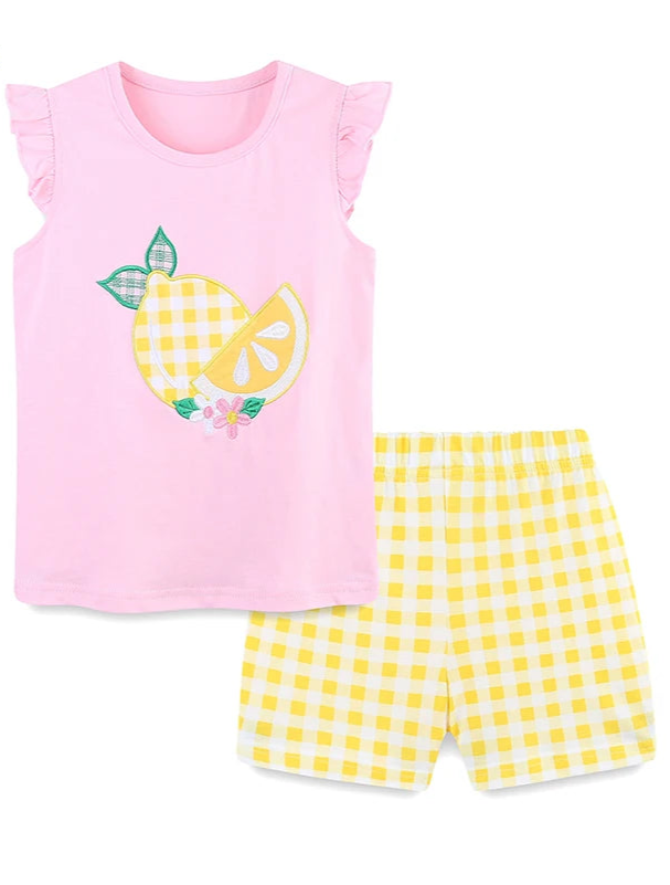 Girls Gingham Shorts and Sleeveless T-shirt