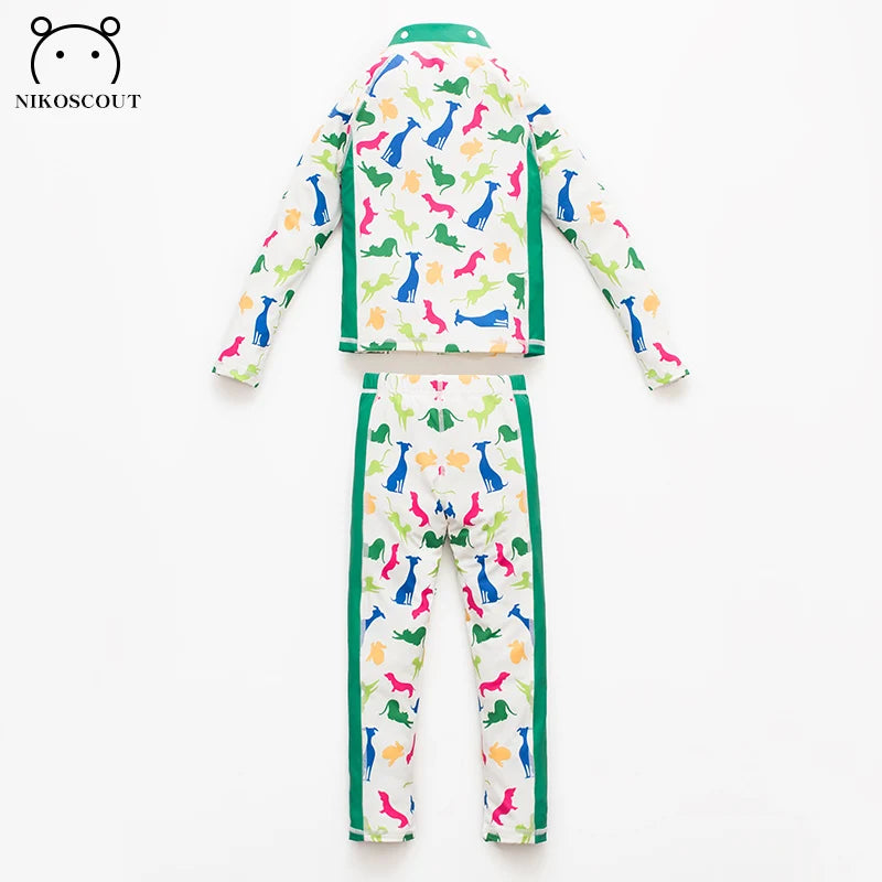 Dog Print UPF 50 2-Piece Sun Protection Suit + Matching cap