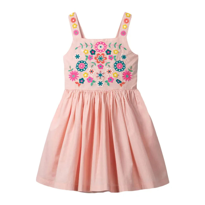Girls Strappy Cotton Floral Dress