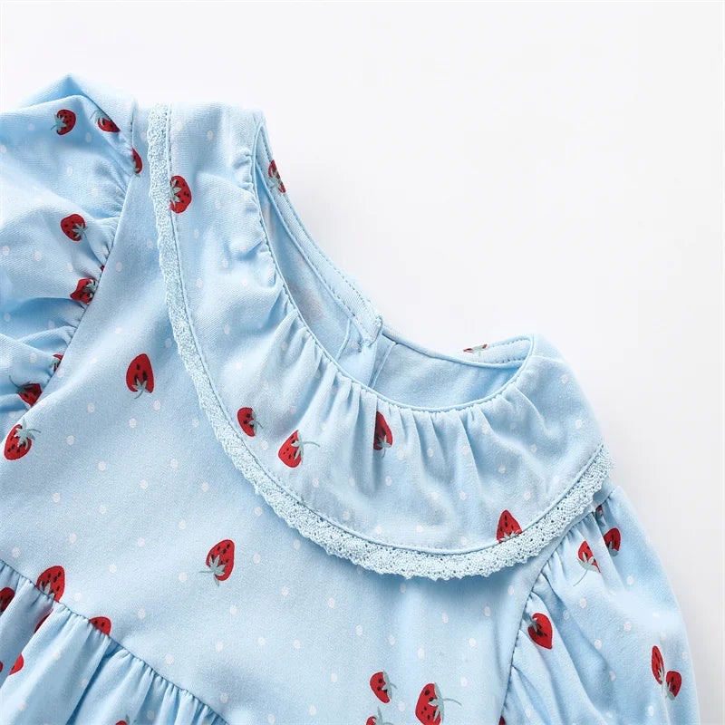 Ruffled Collar Strawberry Dress