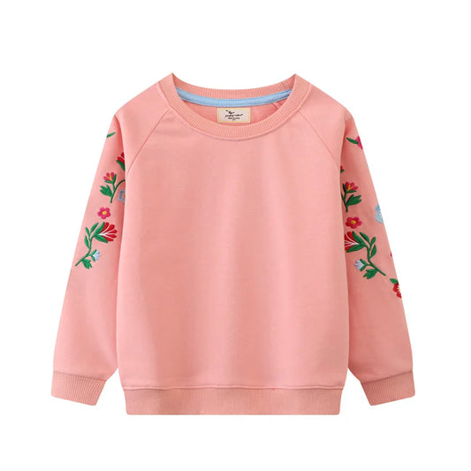 Girls Embroidered Sleeve Sweatshirt (Pink)