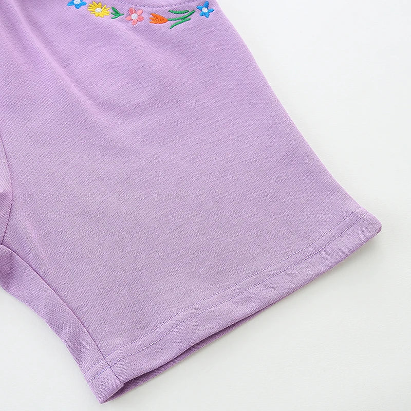Girls Shorts - Embroidered Flowers