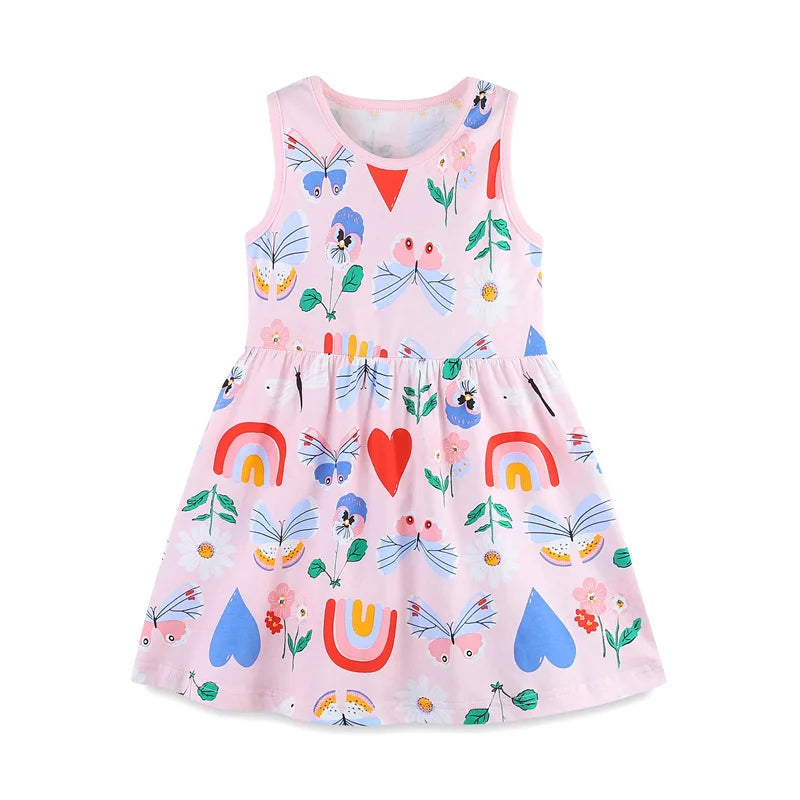 Girls Rainbow garden sleeveless dress