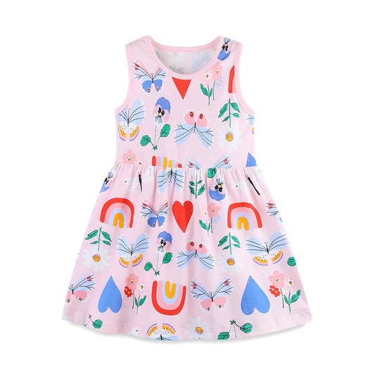Girls Rainbow garden sleeveless dress
