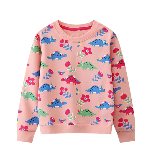 Girls LS Sweatshirts Dinosaur Print