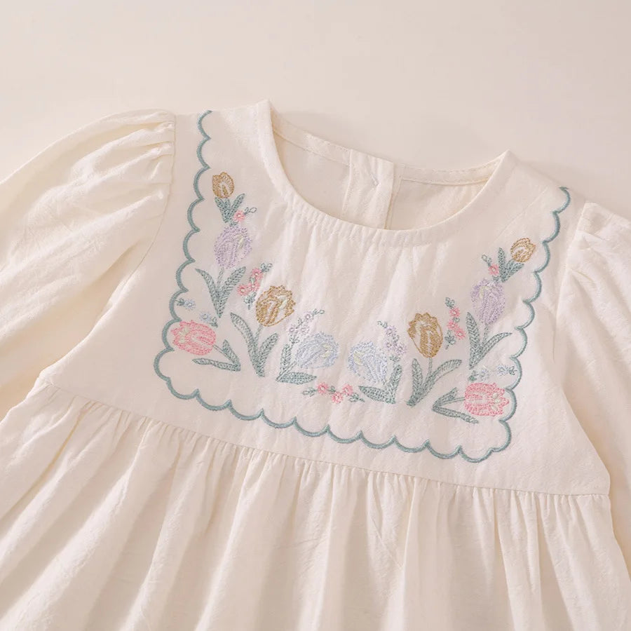 Girls Delicate Flowers Princess Dress