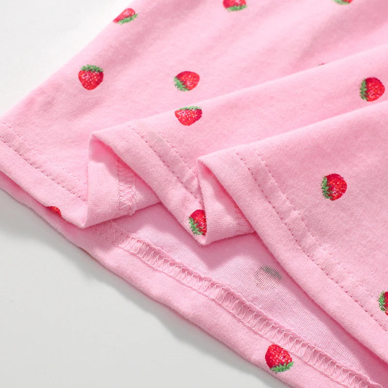Girls Collared T shirt in Strawberry print