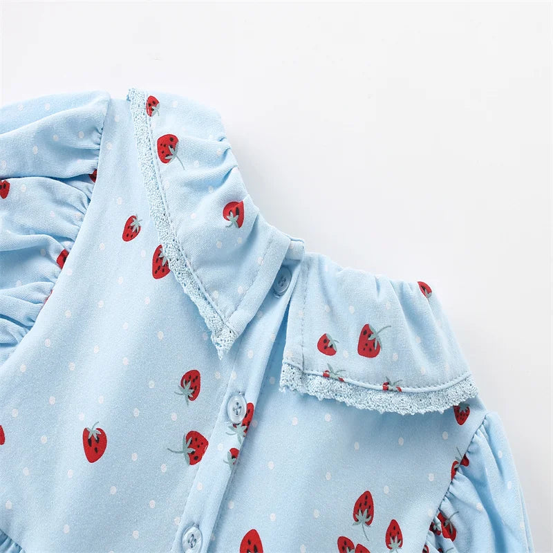 Ruffled Collar Strawberry Dress