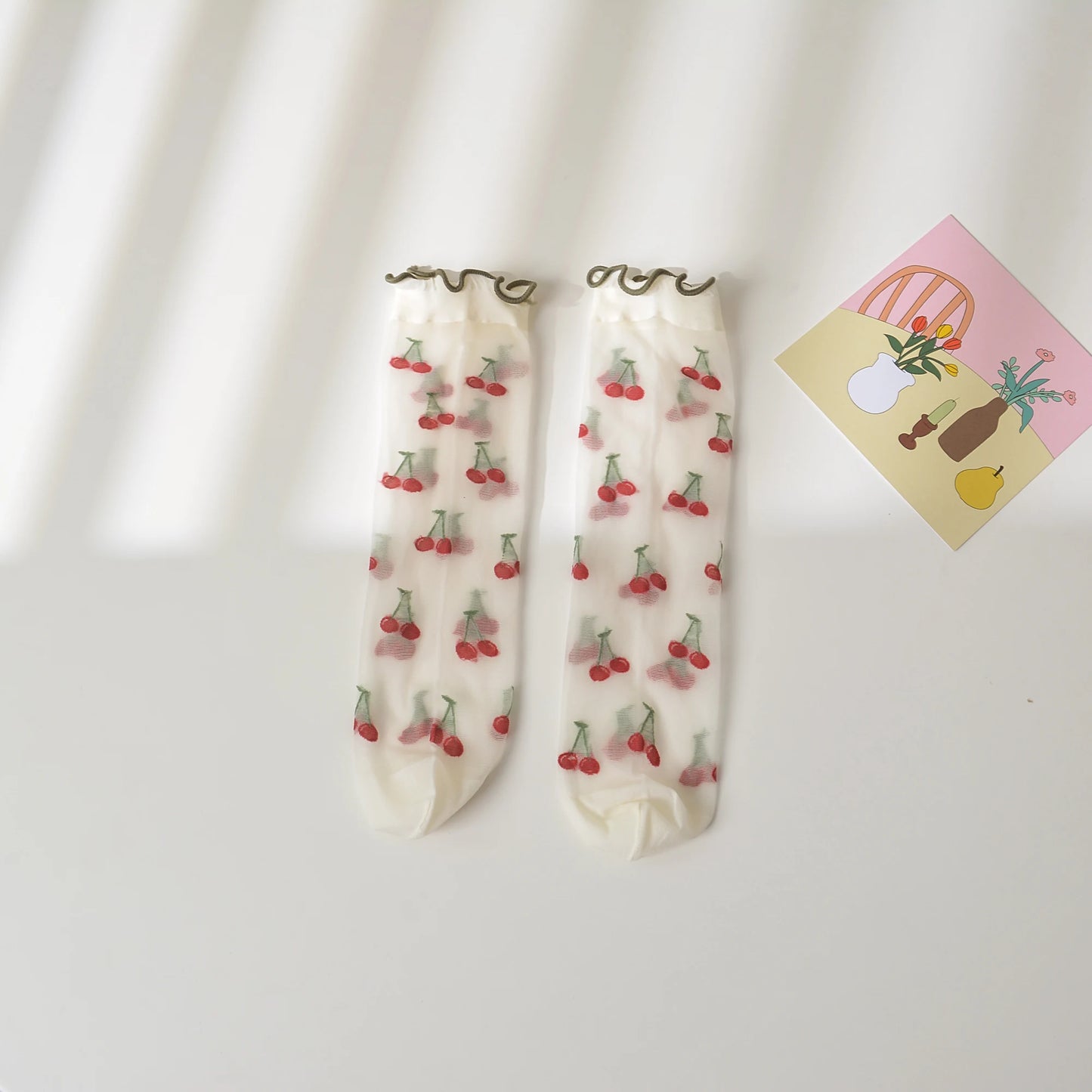 Ultra-thin knee high socks with contrast tipping