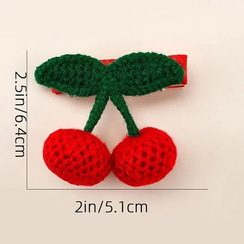 A Pair of Red Cherry Hair Clips