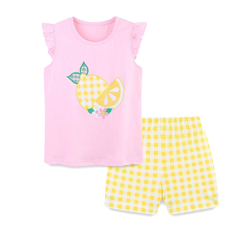 Girls Gingham Shorts and Sleeveless T-shirt