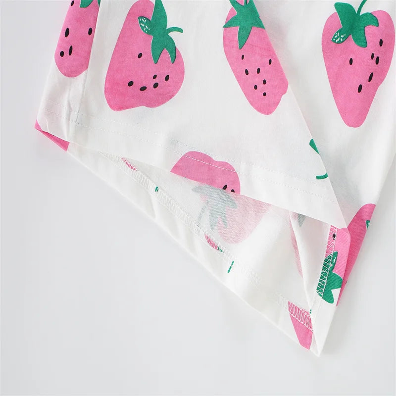 Girls Strawberry Shorts and Short Sleeve T-shirt