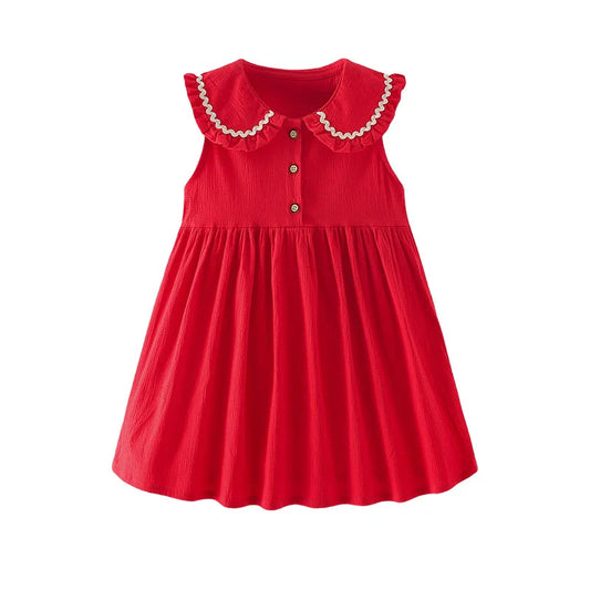 Girls Red Sleeveless Dress