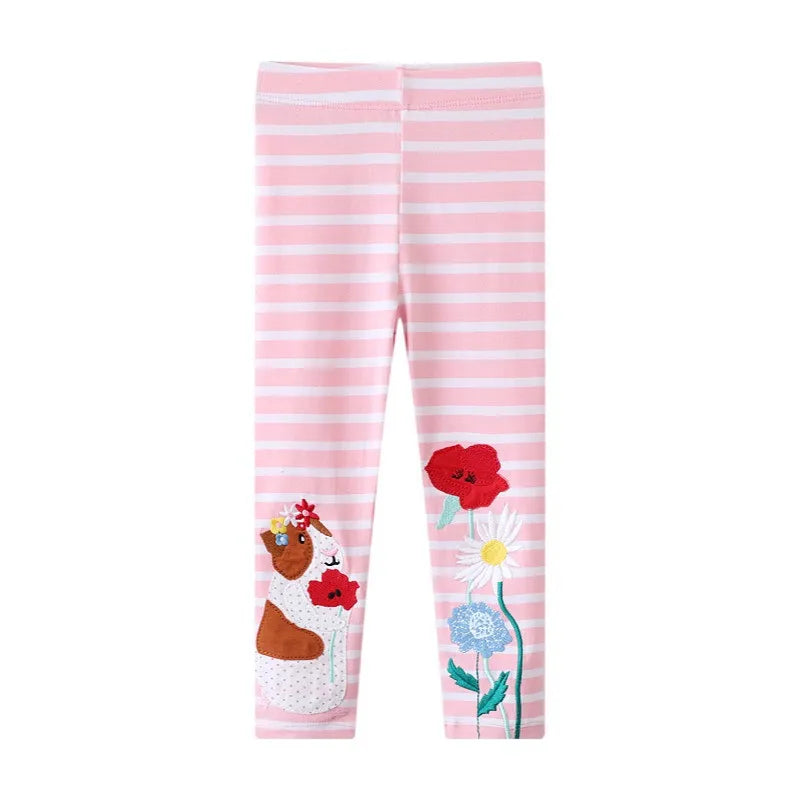 Girls Leggings - Pink Stripey Hamster