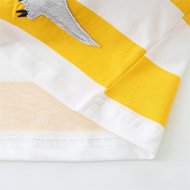 Dino Striped Short Sleeve T shirt & Grey Shorts