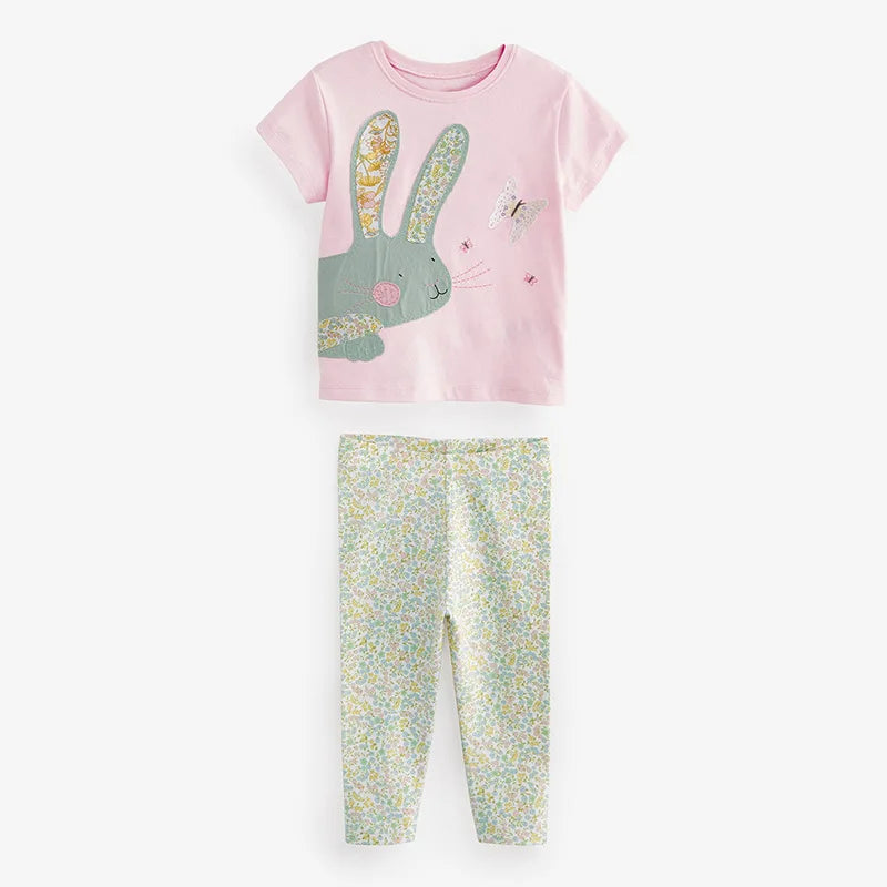 Girls SS T shirt Tops & Floral Leggings