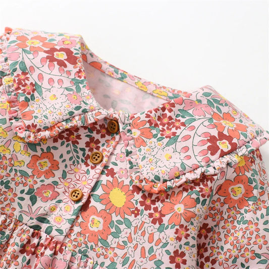 Girls Princess Floral Long Sleeve Dress