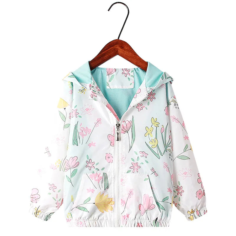 Girls Spring Hooded Jacket (Flowers)