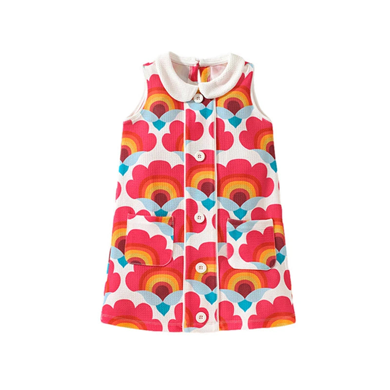 Girls Sleeveless Floral Pop Dress