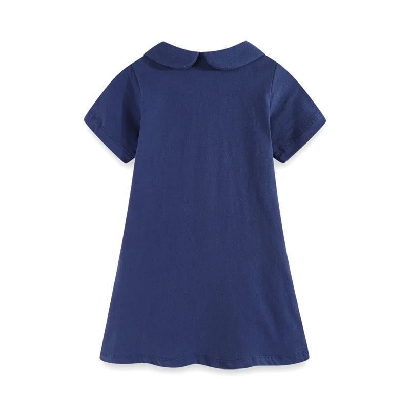 Girls' Knitted Short Sleeve Dress with collar