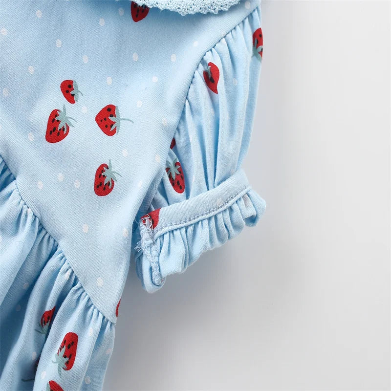 Ruffled Collar Strawberry Dress