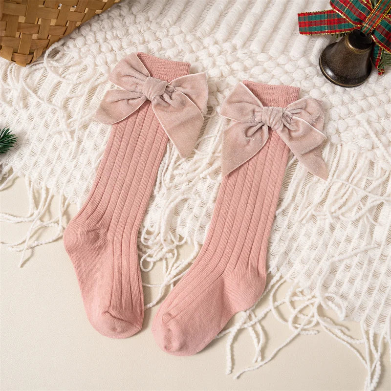 Sparkly Bow Knee High Socks