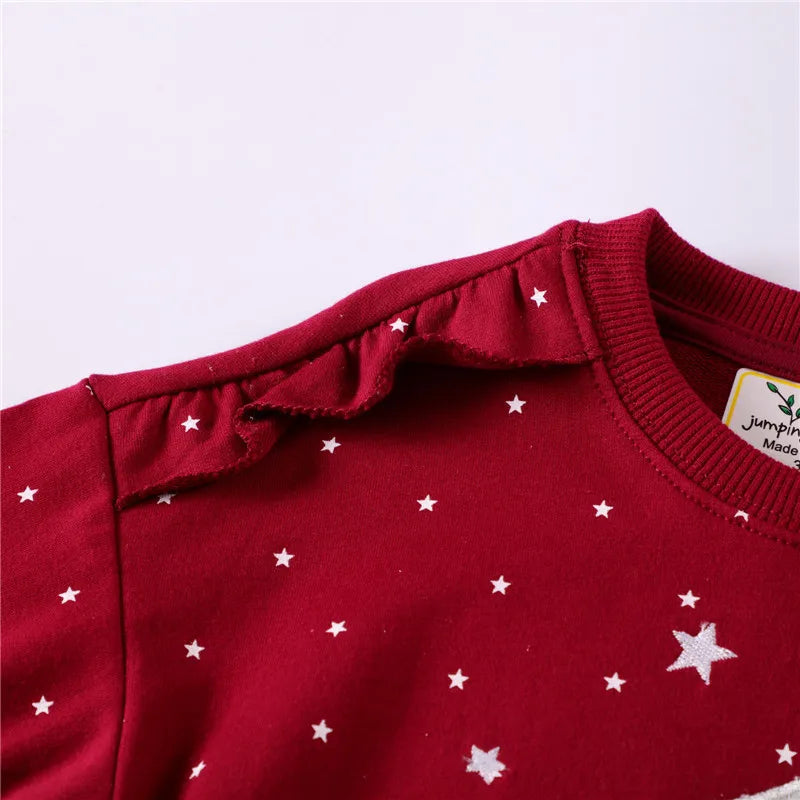 Girls Red Starry Sweatshirt - Unicorn