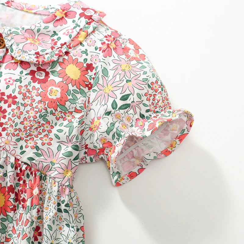Girls Short Sleeve Floral Dress
