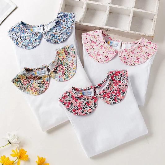 Contrast Floral collar LS T shirt