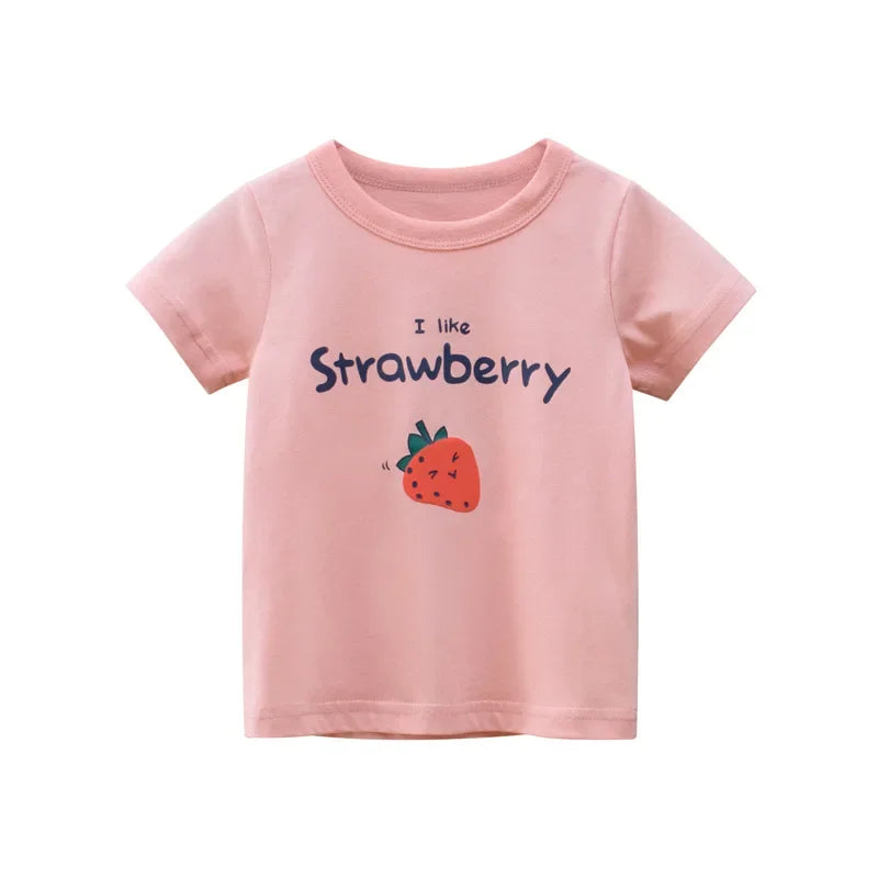 Girls Short Sleeve Strawberry T Shirt