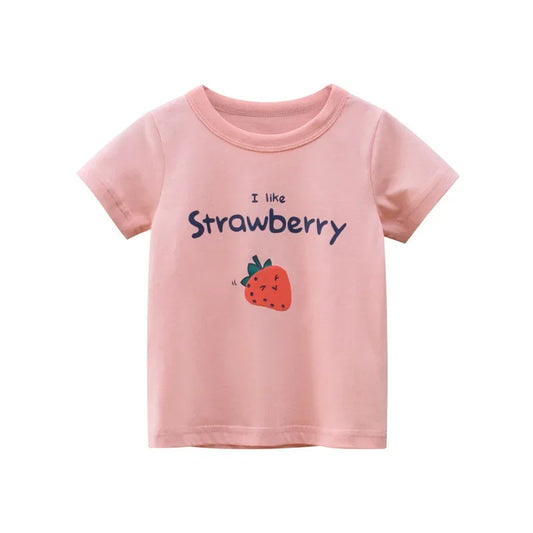 Girls Short Sleeve Strawberry T Shirt