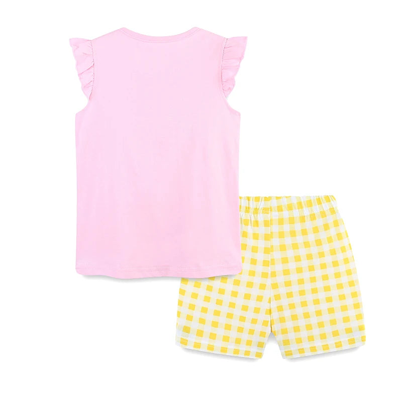Girls Gingham Shorts and Sleeveless T-shirt