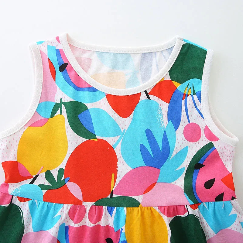 Girls Allover Fruit print Sleeveless Dress