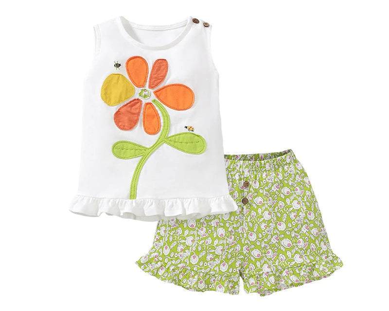 Girls Sleeveless T-Shirt & Shorts