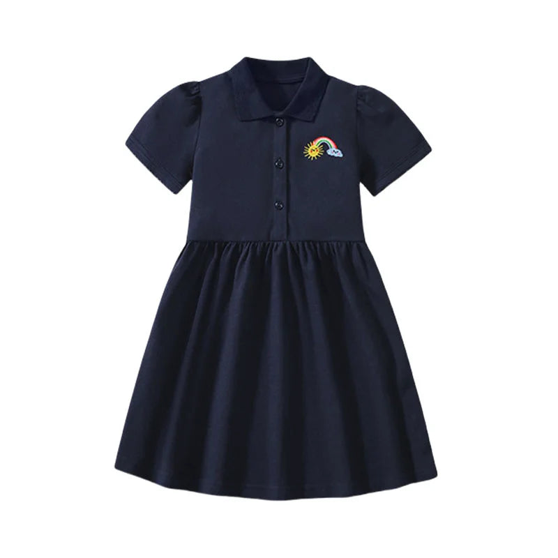 Girls Knitted Short Sleeve Dress with Collar