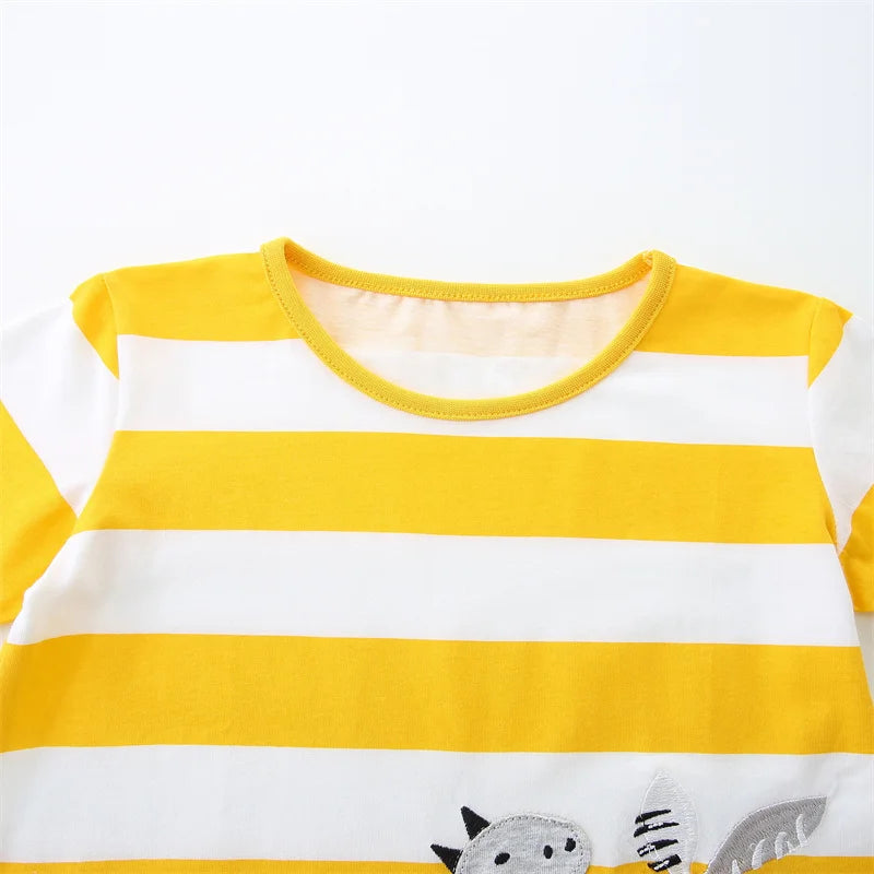 Dino Striped Short Sleeve T shirt & Grey Shorts