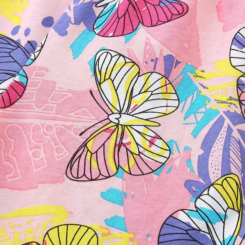 Girls Flutter Sleeve T Shirts and Shorts - Butterflies