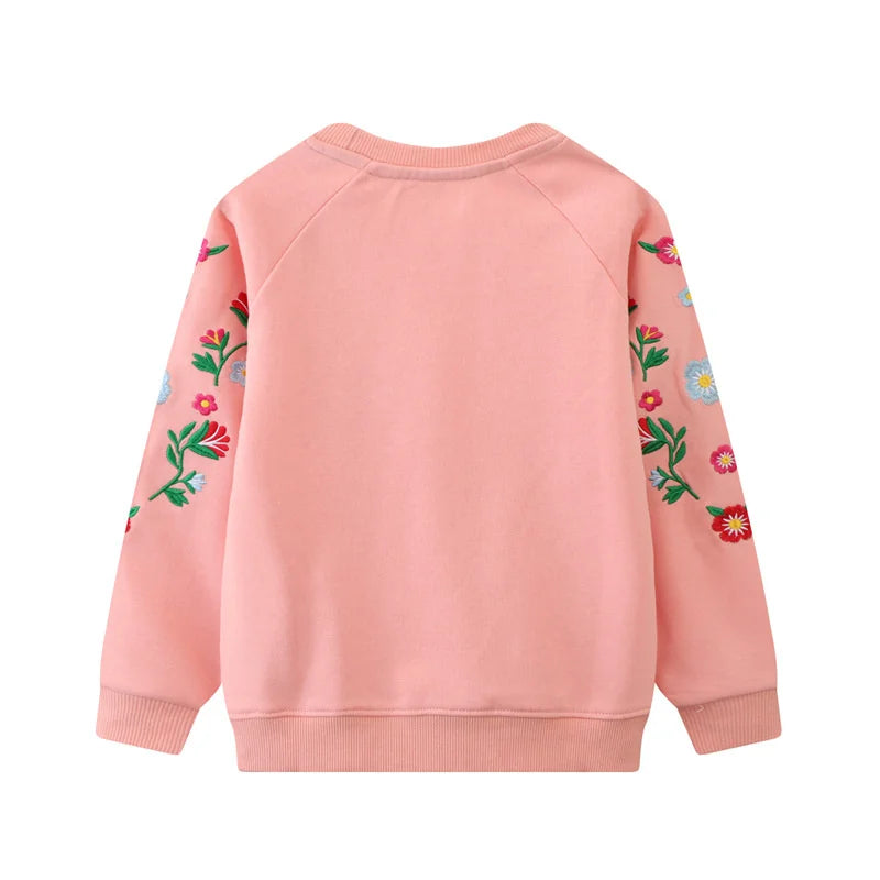 Girls Embroidered Sleeve Sweatshirt (Pink)