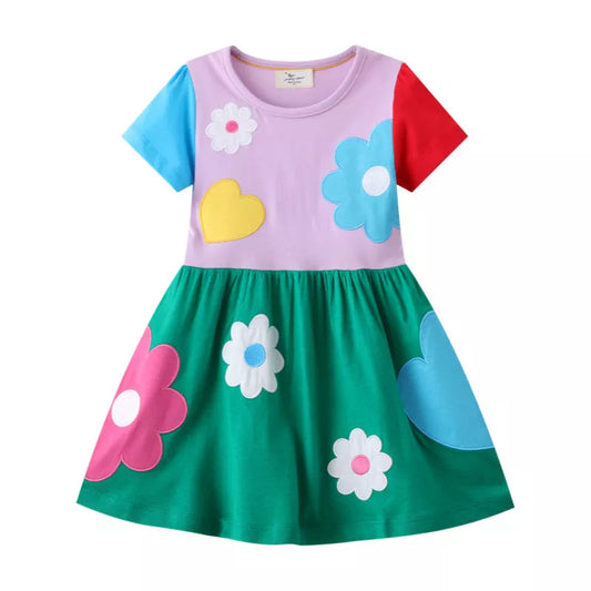 Girls Short Sleeve Dress - Flowers!