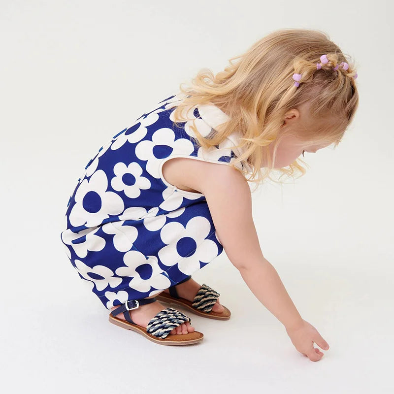 Girls Sleeveless Floral Pop Dress