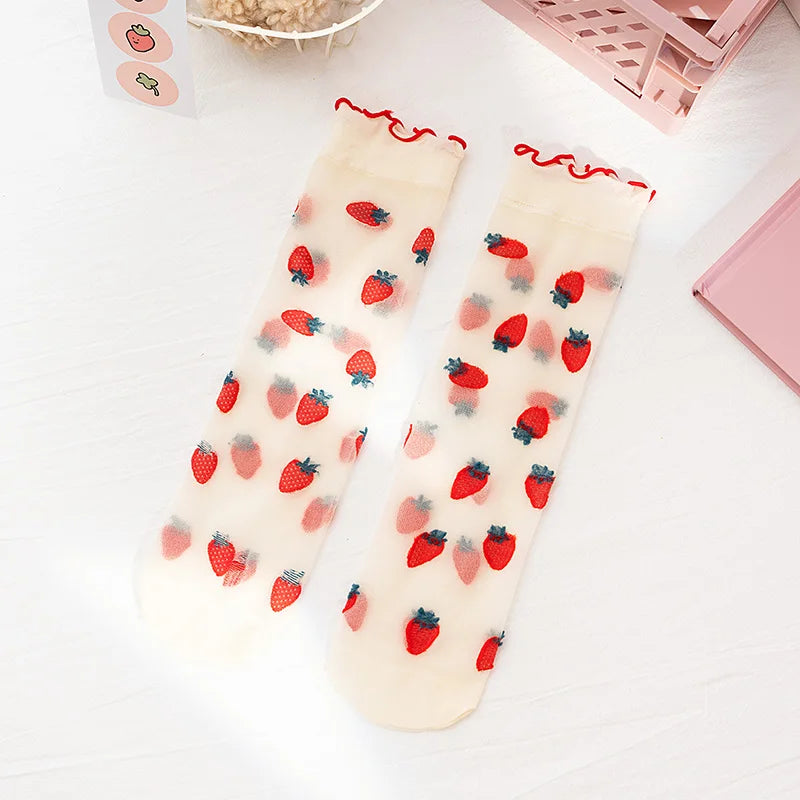 Ultra-thin knee high socks with contrast tipping