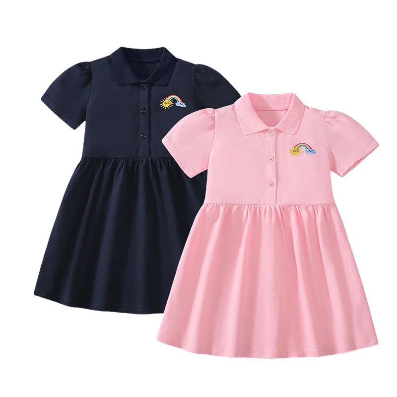 Girls Knitted Short Sleeve Dress with Collar