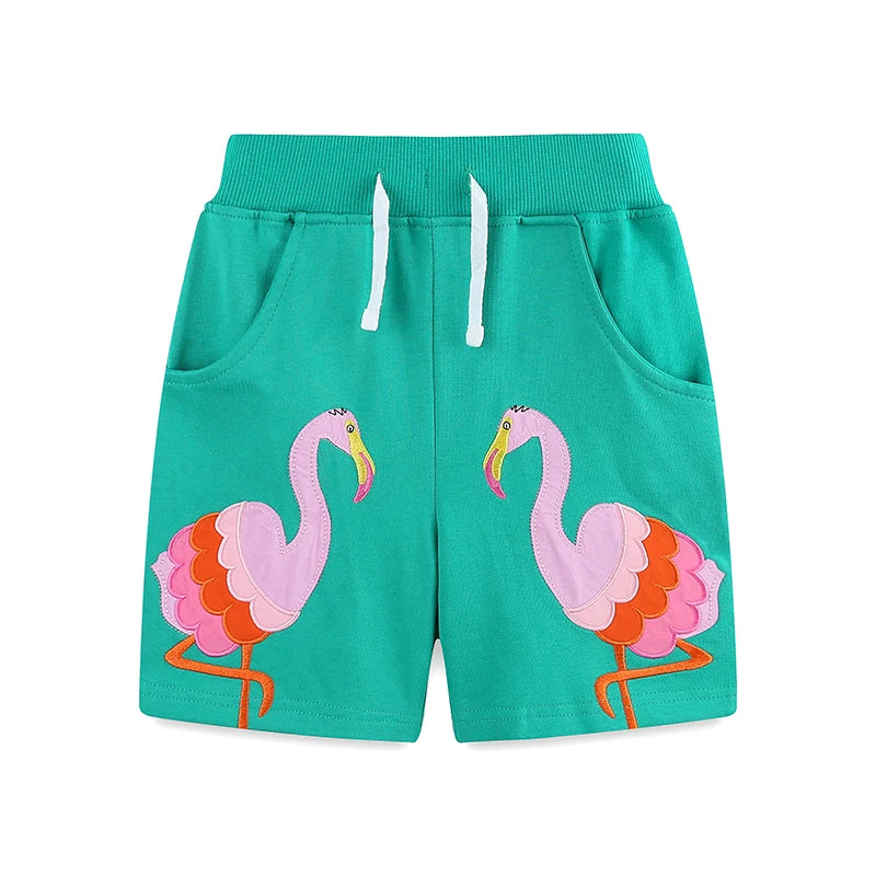 Girls Shorts - Flamingo applique