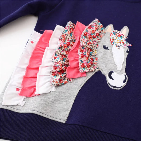 Girls Horse Frilled Sweatshirt
