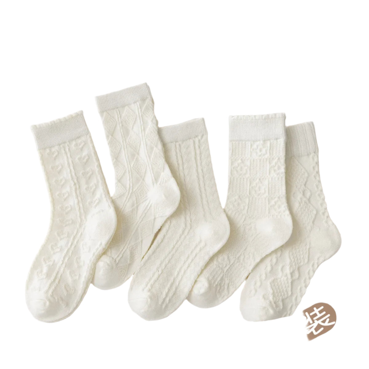 5 Pack White Cotton Mid Calf Socks